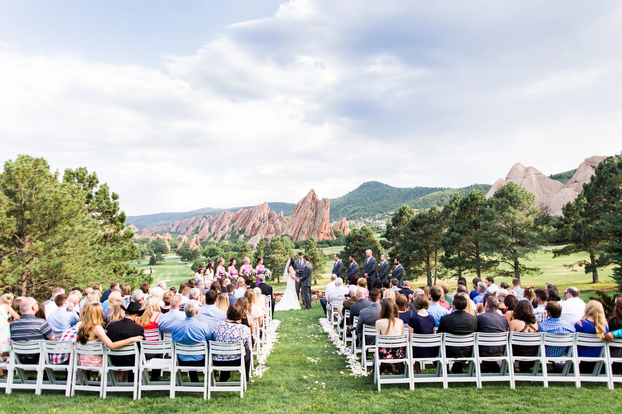 Arrowhead Golf Club Ceremony With mountain backdrop